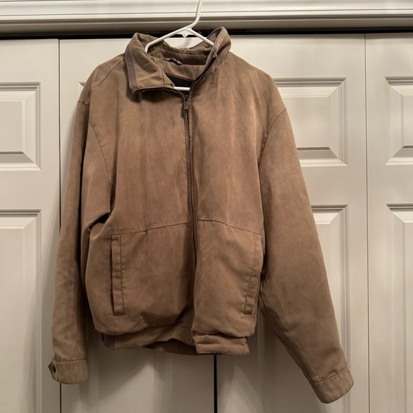 Weatherproof Tan Faux Suede Full Zip Jacket Mens Size Large Vintage - Picture 1 of 8